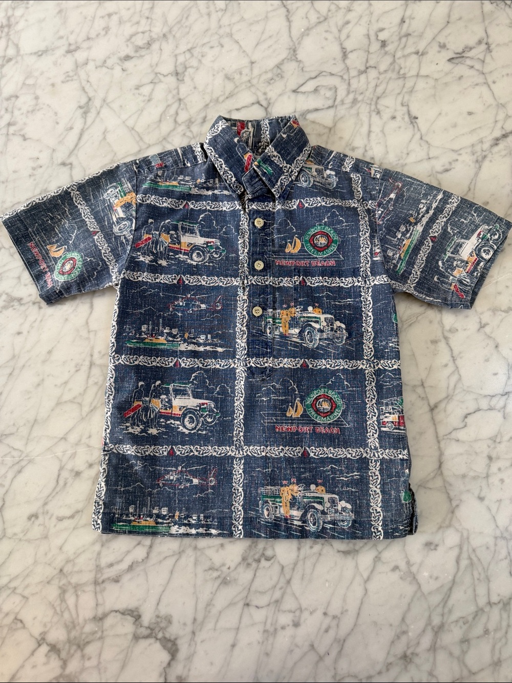 Vintage Boys Reyn Spooner Newport Beach Hawaiian Shirt Sz 4/5Y